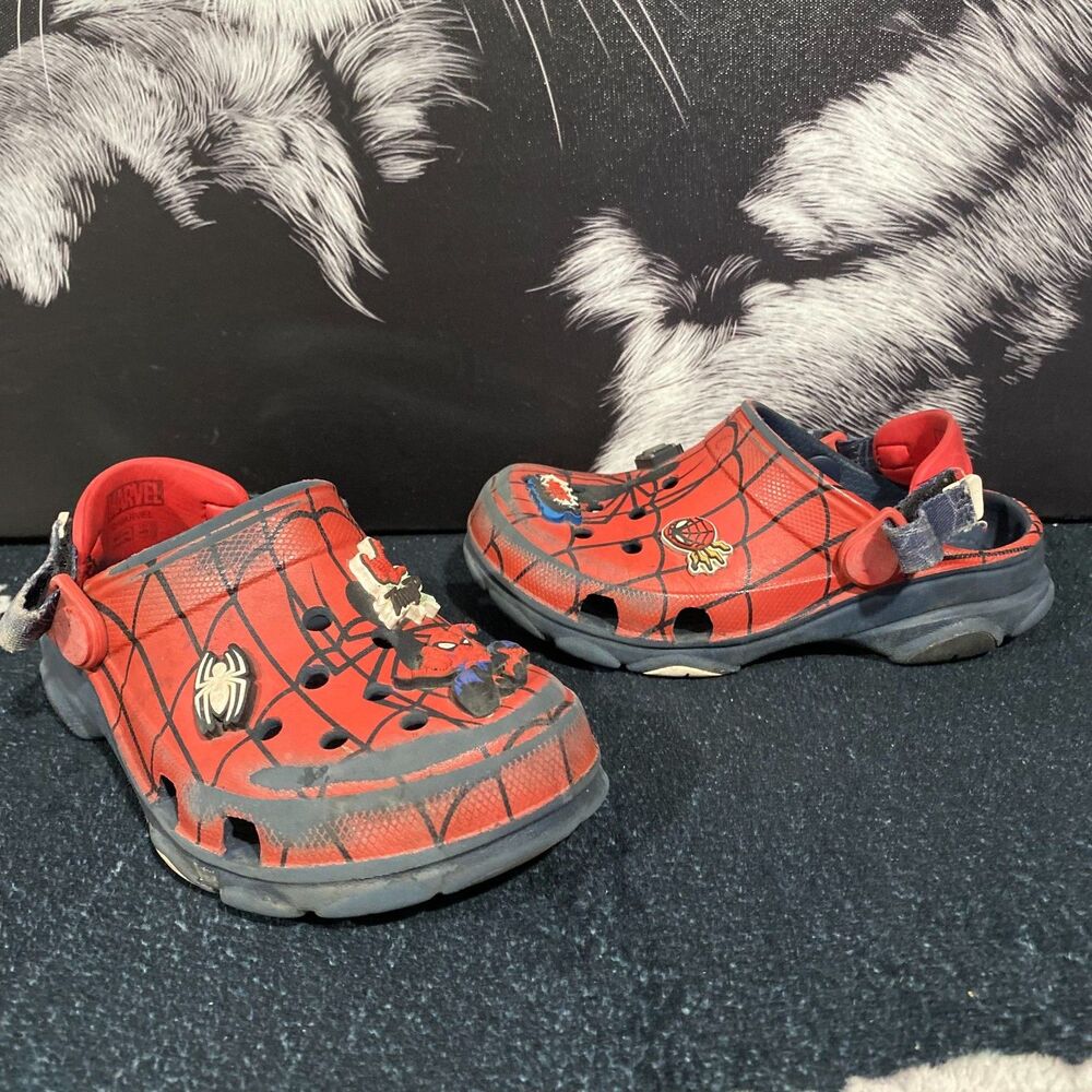 Crocs All-Terrain 208786-410 Clog Shoes Kids 12 Red Rubber Marvel Spider-Man